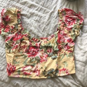 Urban Outfitters Ruffled Floral Midriff Top